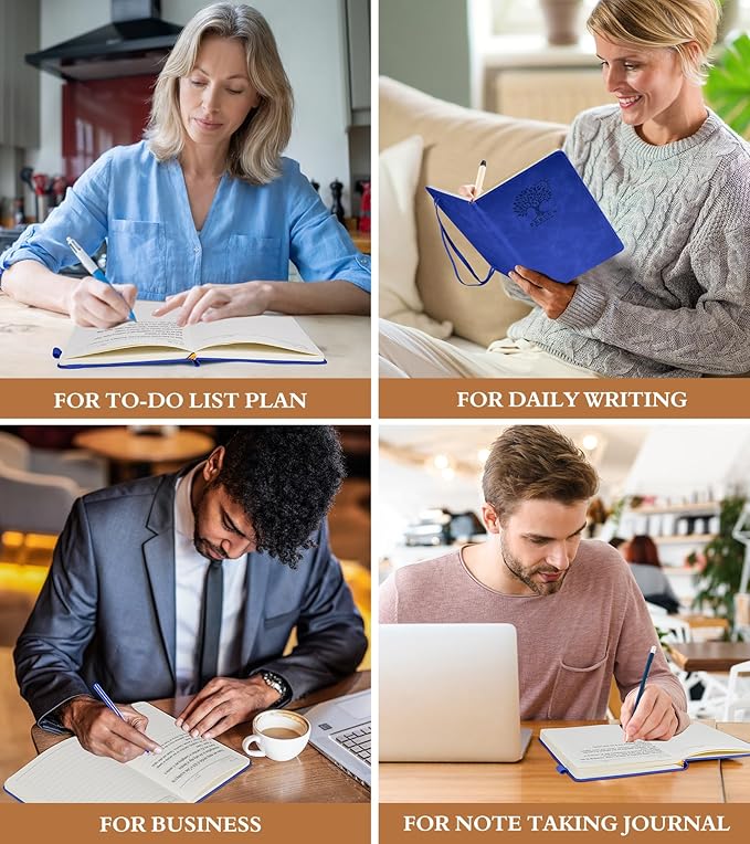 Lined Journal Notebook for Women and Men,Hardcover Leather Journaling Notebook for Writing,Travel,Business,Work and School,200 Pages A5 Notebook for Note Taking,Diary 5.9" × 8.5" - Dark blue