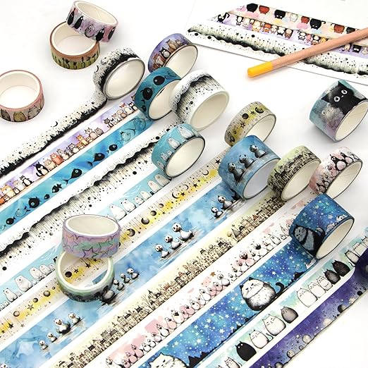 Cute Washi Tape Set - 24 Rolls Kawaii Animals Decorative Washi Tape for Scrapbooking Supplies, Bullet Journal Supplies, Junk Journal, Kids Art Craft Tape