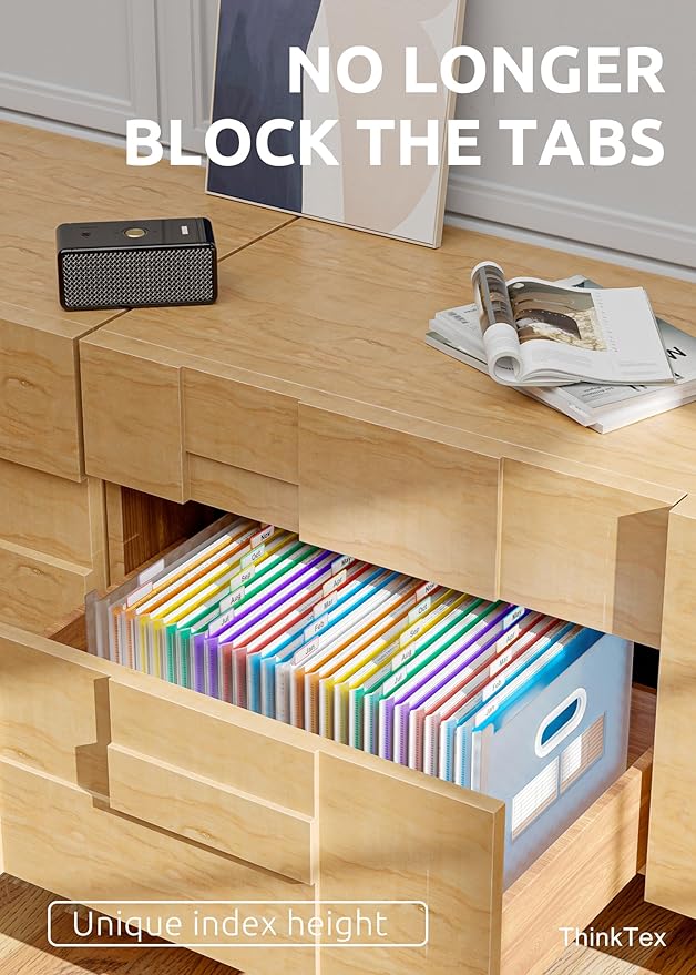 ThinkTex 26 Pockets Expanding File Folder, Upright & Open Top, A-Z Colorful Tabs, Larger Capacity Accordion Folder, Letter/A4 Size for School, Home and Office - Blue