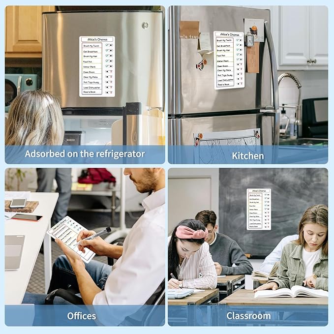 4 Pcs Chore Chart for Kids: Dry Erase My Chores Slider Chart, Magnetic Visual Schedule for Fridge, Kids Daily Checklist - ADHD Tools: to Do List and Routine Chart for Multiple Kids (Rainbow 4-pack)