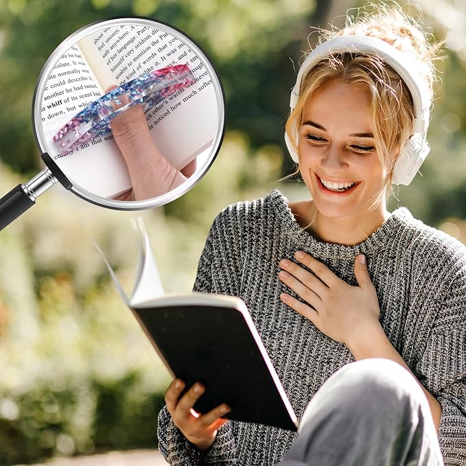 Rhinestones Book Page Holder, Glitter Crystal Thumb Book Holder, Sector Resin Book Opener Handmade Thumb Bookmarks Reading Accessories for Birthday Party Wedding Gifts(Pink Blue)