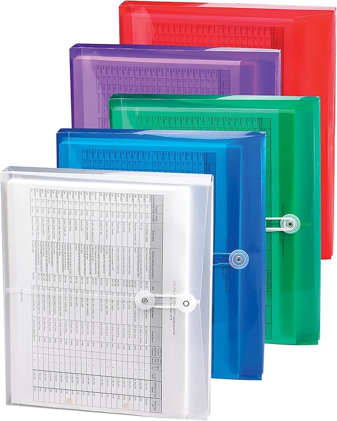 Smead Poly Envelope, 1-1/4" Expansion, String-Tie Closure, Side Load, Letter Size, Red, 5 per Pack (89527) (Pack of 2)