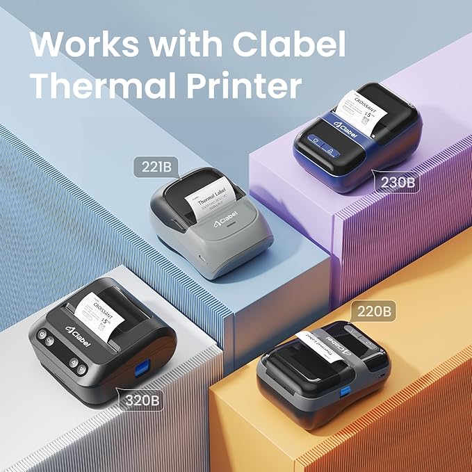 CLABEL 50 x 30mm (1.96'' x 1.18'')-230 Labels/Roll,1 Rolls Multi-Purpose Thermal Stickers Papers Self-Adhesive for Home Business Logo File Jar Gift Sticker Labels (White)