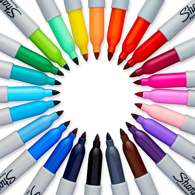 Sharpie Permanent Markers, Fine Tip, Assorted Standard Colours, 8 Pack