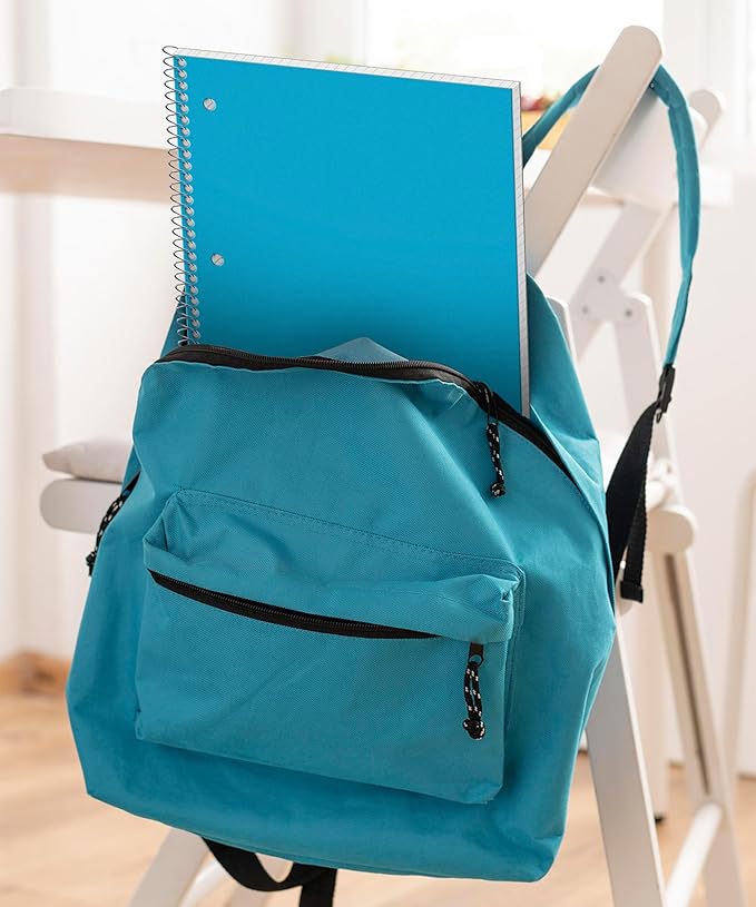 Dunwell Graph Paper Notebook 8.5 x 11 (Blue) Plastic Cover, 100 Sheets (200 Pages), 4x4 Squares, 1 Subject Graph Paper Spiral Notebook, 1/4" Grid, Pocket Divider, Easy Tear-Off, 3-Hole Punched