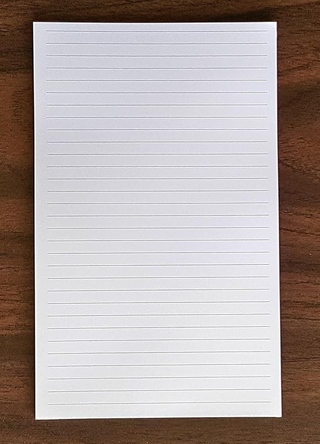 Lined Note Pad, 5" x 8", 50 Sheets, 1/4" Line Spacing, Heavyweight, Very Nice Paper