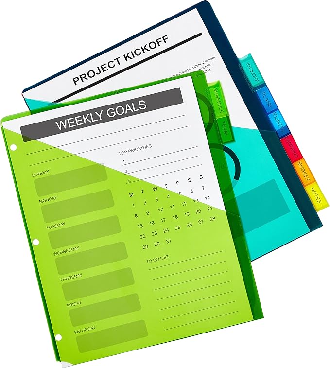 Avery Dividers for 3 Ring Binders, 8-Tab Sets, Two-Pocket Plastic Binder Dividers with Tabs, Multicolor, 24 Sets (11907)