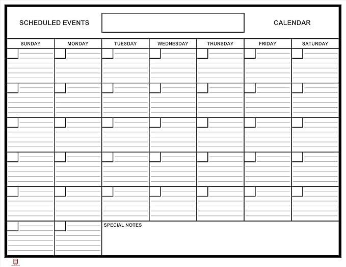 Whiteboard Dry Erase Monthly Calendar 2' x 3' Flexible Durable Sheet Material - Best for Goals Current Events By Acme Record A Date Offer Easy to Install Stick or Tack for Home School Business