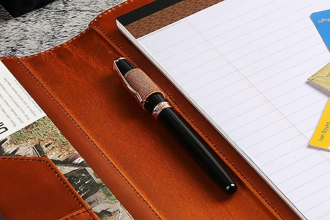 Personalized Leather Portfolio, Engraved Portfolio for Men Leather Clipboard Portfolio Binder, Custom Padfolio Leather Legal Pad Portfolio, Christmas Gift for His/Her (Clipboard, Brown-Standard)