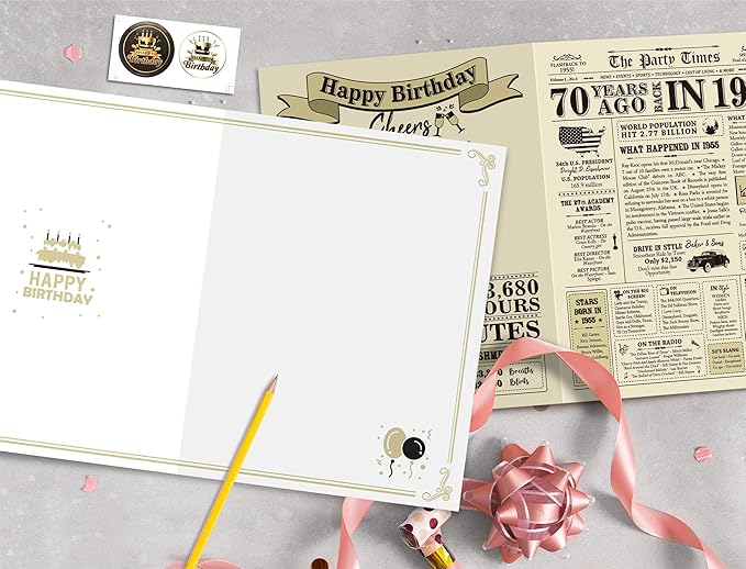 Funny 70th Birthday Gifts for Women Men, Jumbo 70th Birthday Card for Dad Mom Grandma Grandpa, Gifts for 70 Year Old Woman Man, Vintage Back in 1955 Birthday Cards Gifts, 70th Birthday Decorations