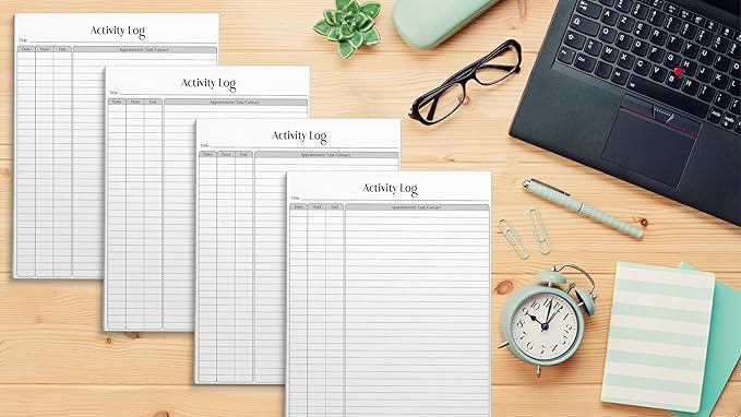 Better Office Products Activity Log Notepad, 8.5" x 11", Planning Note Pad, 50 Sheets, Daily Time Tracking Productivity Checklist Organizer,(4 Pack)