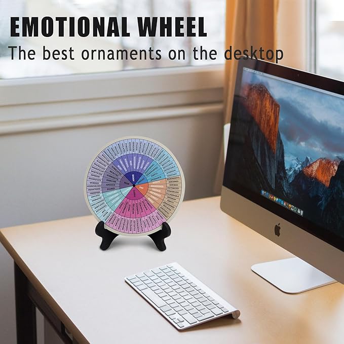 Feelings Wheel, Double-Sided Emotion Wheel with Stand, Counseling Office Must Have, Feelings Wheel Suitable for Therapy Office Decor School Counseling Office Must Have (JD, 1)