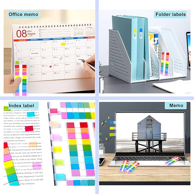 Sticky Tabs 900 Pcs Page Markers, Tabs for Notebooks Sticky Note Tabs Colored Writable and Repositionable Books Flags Tabs, Index Tabs, Annotation Tabs, Easy to Stick, Removes Cleanly