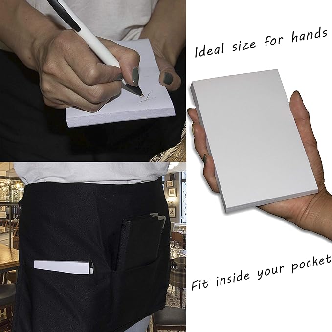 FMP Brands 100 Pack Note Pads 4x6, 100 Sheets Per Memo Pad, Writing Scratch Pad, Blank Notepad, White Waitress Server Note Pads, Paper Pad, To Do Grocery List Small Notepads