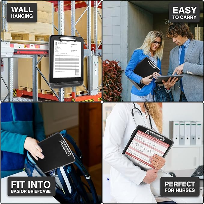Sooez Clipboard with Storage, High Capacity Nursing Clip Board 8.5 x 11 with Pen Holder & Low Profile Clip, Plastic Clipboards Case Box, Teacher Must Haves School Office Supplies,Letter Size/ A4