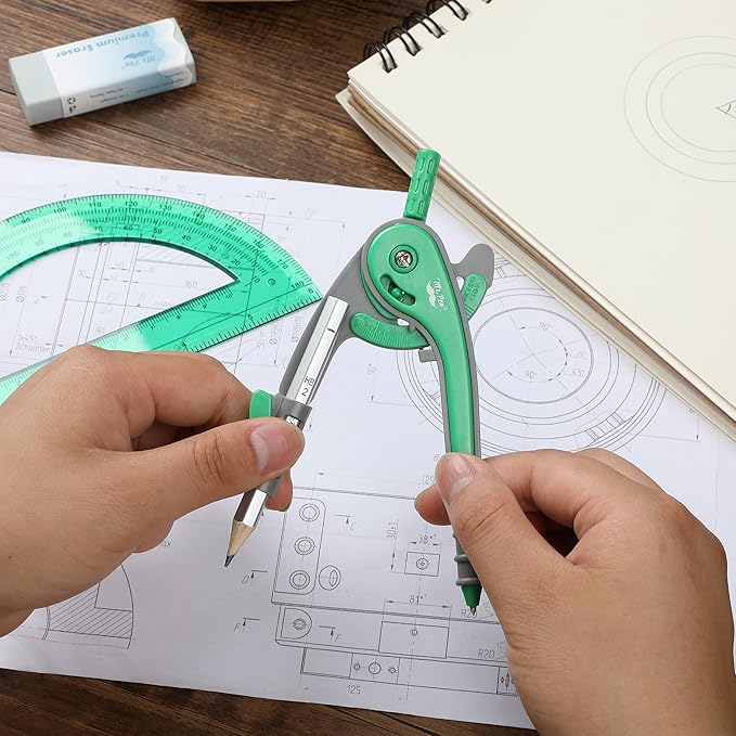 Mr. Pen- Compass and Protractor Set, Lush Garden Green, Compass Geometry Tool, Protractor and Compass Set, Compass Drawing Tool, Drawing Compass, Geometry Compass, Math Compass for Geometry