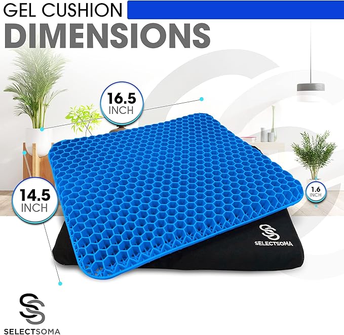 SelectSoma Gel Seat Cushion for Long Sitting Pressure Relief for Back, Sciatica, Coccyx, Tailbone Pain – Wheelchair Cushions, Car and Truck Seat Cushion, Chair Pad for Office Chairs - Egg Seat