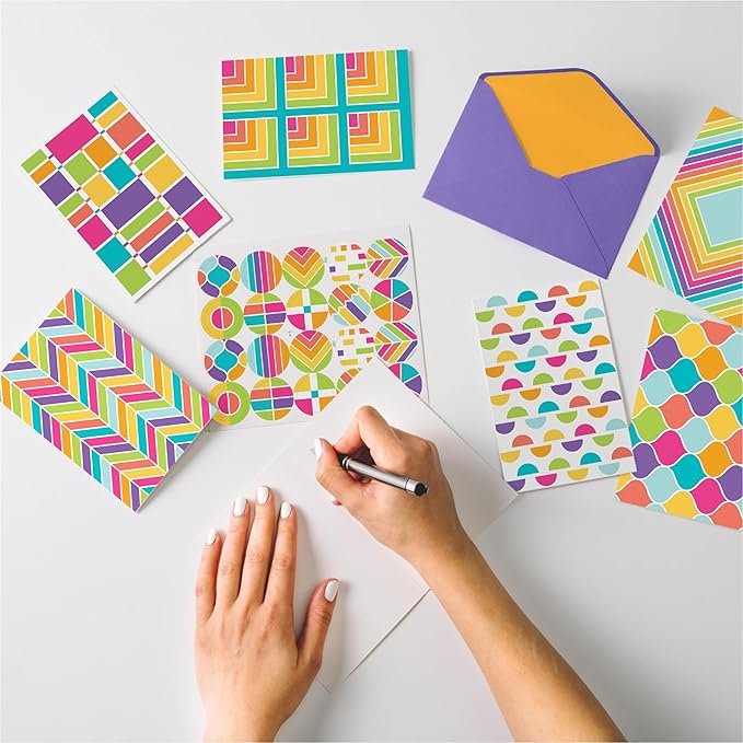 VNS Creations 100 Pack Blank Cards and Envelopes 4x6 - Plain Blank Note Cards with Envelopes & Stickers for All Occasions - Greeting Notes Colored Stationery Set, Assorted Colors - Rainbow