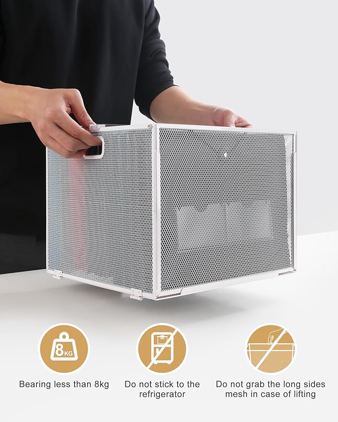 Oterri Hanging File Organizer, Metal File Organizer, Portable Desktop File Organizer for Letter Size Folder, Mesh Hanging File Crate for Office,Folders Not Included(Pure White-Large,1 Pack)