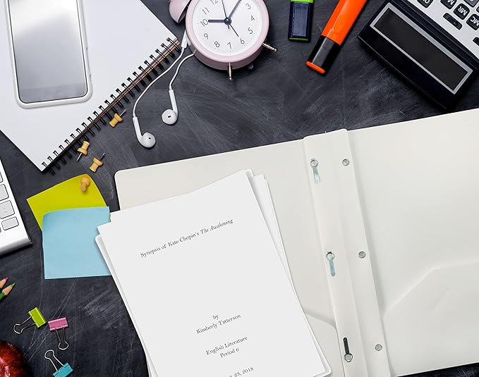 Better Office Products White Plastic 2 Pocket Folders with Prongs, 24 Pack, Heavyweight, Letter Size Poly Folders with 3 Metal Prongs Fastener Clips, White