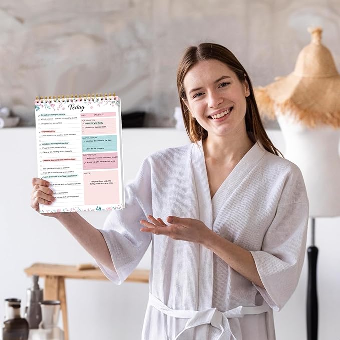 To Do List Notepad - To Do List Notebook for Work with 52 Sheets, 6.5" x 9.8" Checklist Productivity Organizer with Hourly Schedule for Task Management-Roseous
