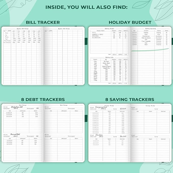 GoGirl Budget Planner – Monthly Financial Planner Organizer Budget Book. Expense Tracker Notebook Journal to Control Money, A5 (Emerald)