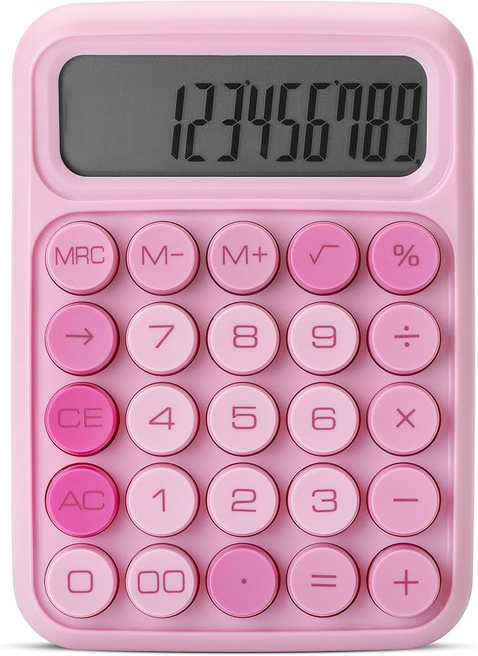 Mr. Pen- Mechanical Switch Calculator, 12 Digits, Large LCD Display, Pink Calculator Big Buttons, Mechanical Calculator, Calculators Desktop Calculator, Cute Calculator, Aesthetic Calculator Pink