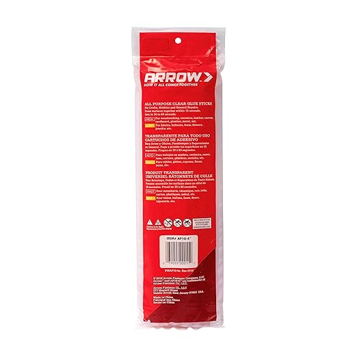 Arrow AP10-4 All Purpose Full Size Glue Sticks for Hot Glue Guns, Use for High Temp and Low Temp Crafting, Hobbies, and General Repair Projects, 10-Inch by 1/2-Inch, Clear, 12-Pack