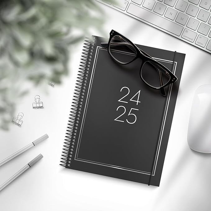 Doodle Academic Planner 2024-2025 | July 2024 - August 2025 | Weekly & Monthly Planner | Space for Creativity | Planner stickers included | Black cover | 120gsm paper