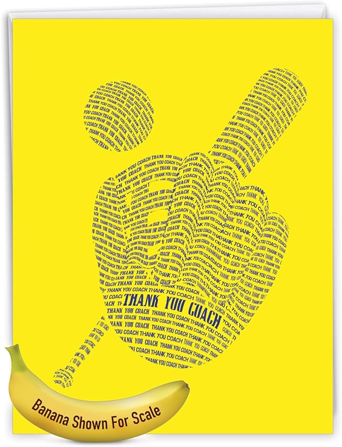 NobleWorks - 1 Jumbo School Coach Teacher Thank You Greeting Card From US with Envelope (8.5 x 11 Inch) Teams Sports and Student Athlete Gratitude Appreciation Notecard - Baseball Mitt J3124TYG-US