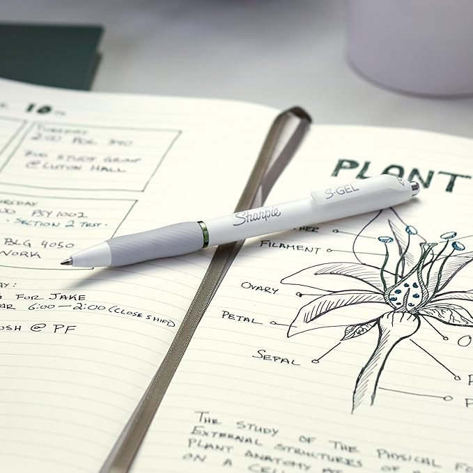 Sharpie S-Gel Pens, Fashion Barrel Gel Pens, Pearl White Body, Medium (0.7mm) Point, Bold Ink Colors, 8 Count