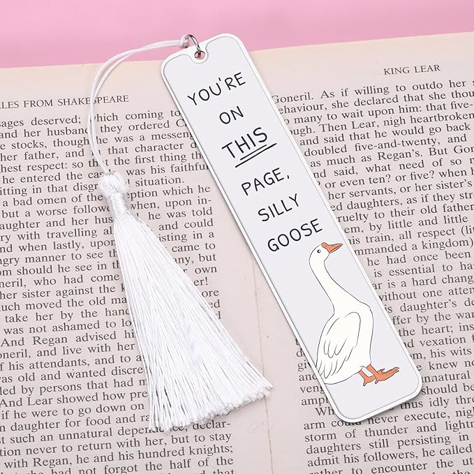 Funny Bookmarks, Cute Book Marks for Reading, Cute Silly Goose for Teen Girls Boys, Back to School Supplies Book Accessories Birthday Christmas