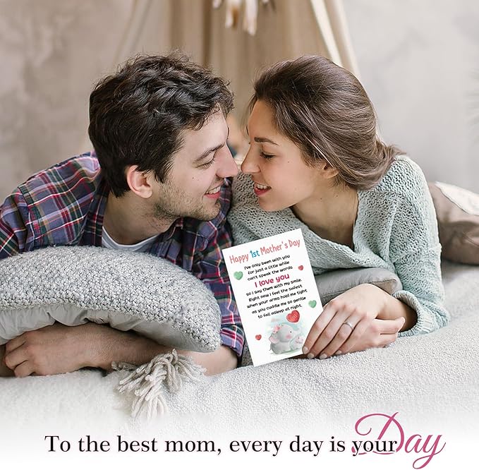 FaCraft Happy First Mothers Day Card - for New Mom First Time Mom from Bump Baby Boy Girl, Happy 1st Mothers Day Gift Card with Envelope