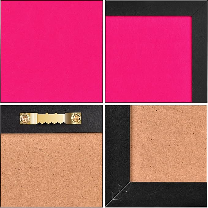 Pink Bulletin Boards Cork Board with Felt, 17"x13" Large Display Pin Board Vision Board for Walls, Jewelry, Notes, Collection, Photos, Office, Wood Framed(Black) & Felt(Pink), 2pc