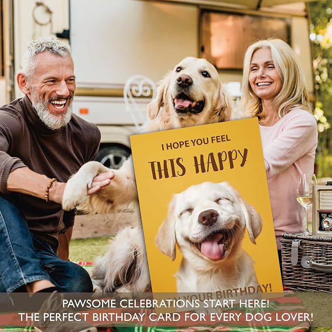 Gooji 5x7 Funny Happy Dog Birthday Card β Cute Puppy Design, Hilarious Greeting, Perfect for Dog Lovers, Men, Women, Husband, Wife