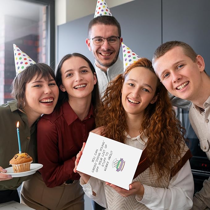 Funny Birthday Card for Men Women, Humorous Birthday Card for Friends, Old Age Birthday Cards for Him Her, Dying Young' off Your List of Stuff to Worry About