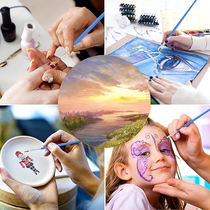 60 Pcs Round Paint Brushes,Small Brush Bulk for Detail Painting