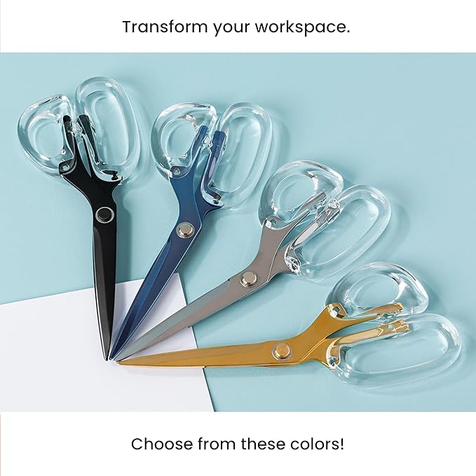 OfficeGoods 9” Stainless Steel Acrylic Scissors for Office and Home - Aesthetic and Sharp All Purpose Scissors, Perfect for Sewing, Arts and Crafts - Matte Black