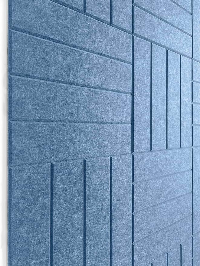 Large Cork Board Alternative - 12-Pack Felt Wall Tiles with Safe Removable Adhesive Tabs, Cork Wall Tiles Bulletin Board Home Office Essentials - Ocean Blue