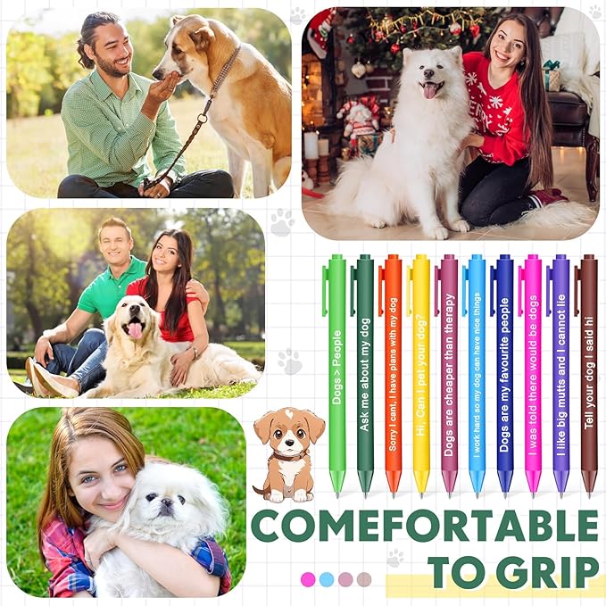 50 Pcs Gel Ink Pens Motivational Inspirational Quote Pen Retractable Rolling Ball Smooth Writing for Coworkers Supplies Office Home(Classic Color,Dog Lover)