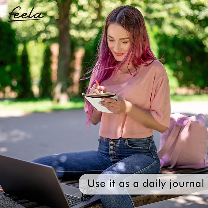 feela 8 Pack Soft Cover Journal Bulk, Notebooks College Ruled for Work, Lined Travel Journal for Women Men, Note Taking Notebook School Supplies Business Writing, 8.2” x 5.5”, A5, Brown