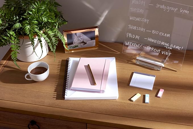 russell+hazel Acrylic Memo Tablet, Dry Erase Board and Marker, Clear 12” x 6” x 11.5” (31384)