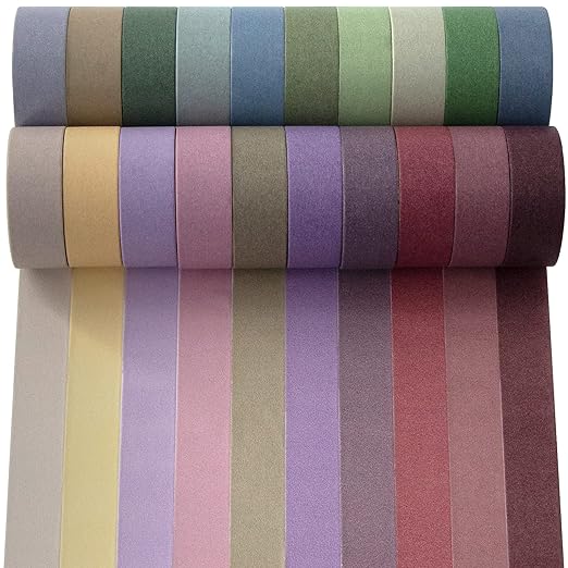 20 Rolls Washi Tape Set, Colored Masking Tape, Decorative Nature Colored Tapes for Arts, DIY Crafts, Bullet Journals, Scrapbooking - 15mm Wide