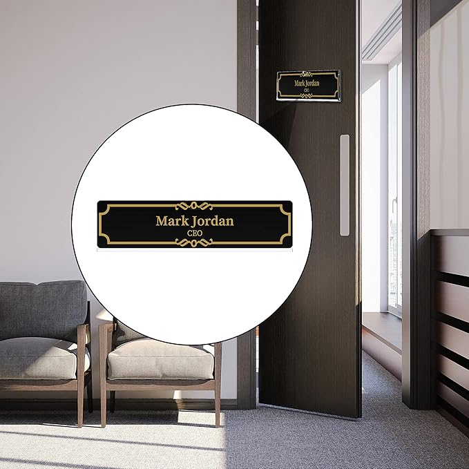 Acrylic Wall Name Plate Holder, Office Name Plate with Adhesive Tapes, Door Name Plate Wall Nameplate Clear Sign Holder Frame, 2"x8", 10 Pack