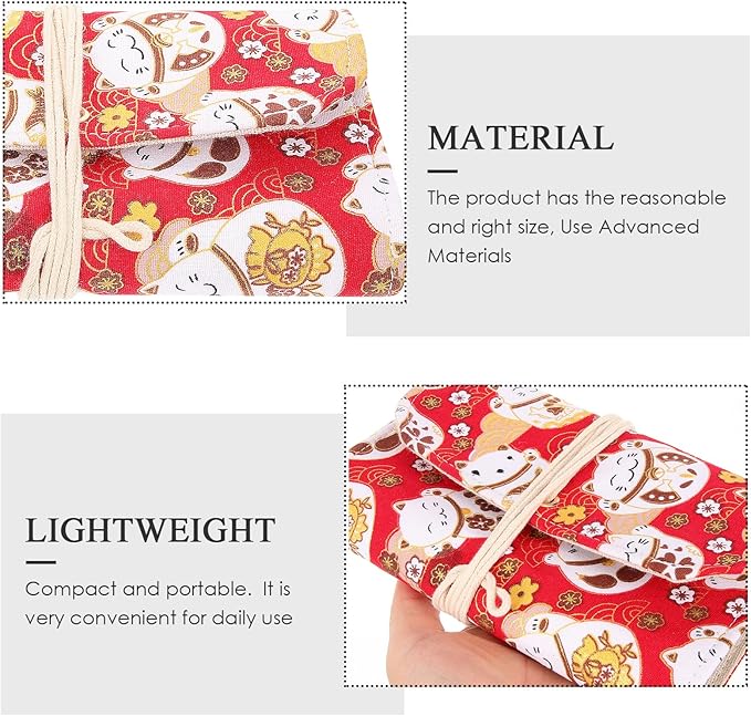 Tofficu A6 Budget Binder Japanese Maneki Neko Lucky Cat 6 Ring Planner Notepads Money Organizer Cotton and Linen Notebook Cover for Cash Bills Coupon Budgeting Expense Saving