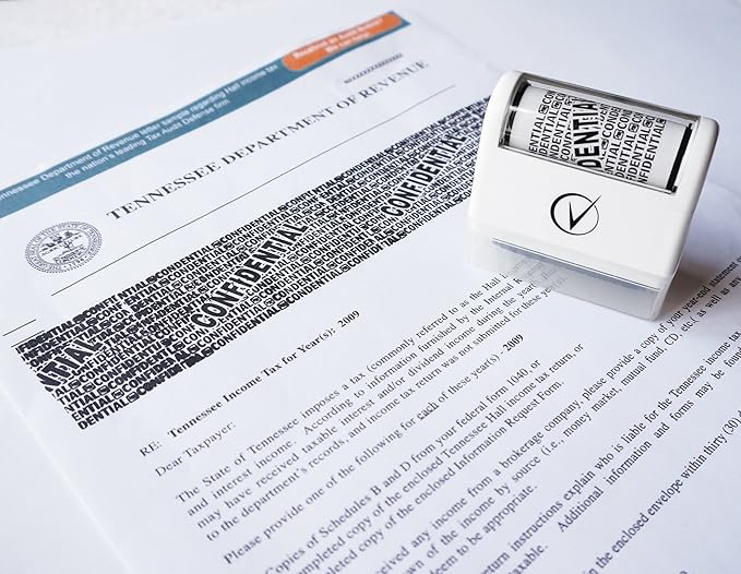 Identity Theft Protection Roller Stamps Wide Kit - Confidential Roller Stamp, Anti Theft, Privacy & Security Stamp, Designed for ID Blackout Security - Classy White with 6 Refills