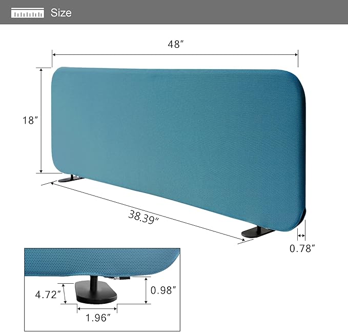 Desk Dividers, Desk Privacy Panel Shield Board for Student, Office, Classroom, Home, Free Standing Scratch Resistance, 48"x18", Sapphire