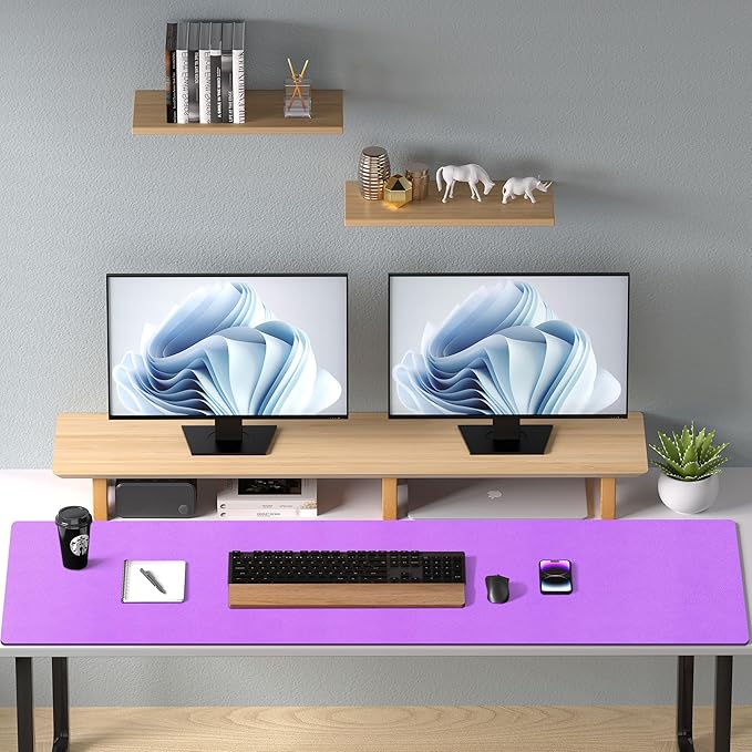 Aothia Leather Desk Pad Protector, Office Desk Mat, Large Mouse Pad, Non-Slip PU Leather Desk Blotter, Laptop Desk Pad, Waterproof Desk Writing Pad for Office and Home (48"x17", Iris Violet)