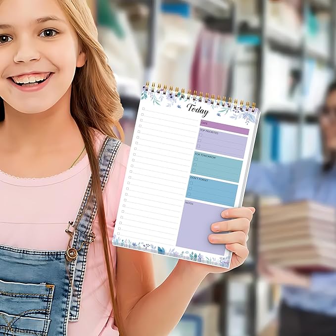 To Do List Notepad - To Do List Notebook for Work with 52 Sheets, 6.5" x 9.8" Checklist Productivity Organizer with Hourly Schedule for Task Management-Violet