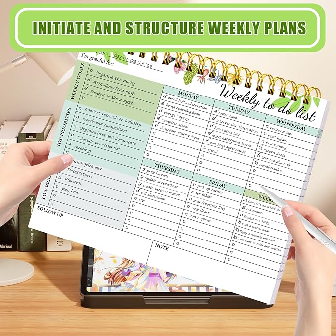Weekly To Do List Notepad - Weekly Planner Notepad Undated 52 Sheets, 8.5"×11" Weekly Desk Planner for Women & Man, To Do List Notebook for Work Home, Perfect for Weekly Tasks and Goal Setting